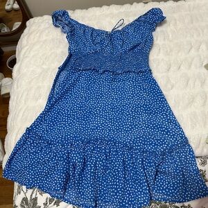 Blue Dress with White Pattern